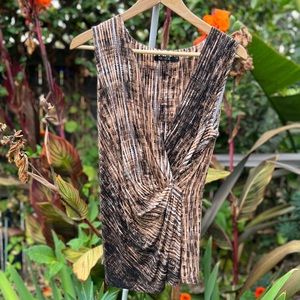 Nic & Zoe V Neck Sleevless Multi Colored Striped Blouse With Rouching Size S